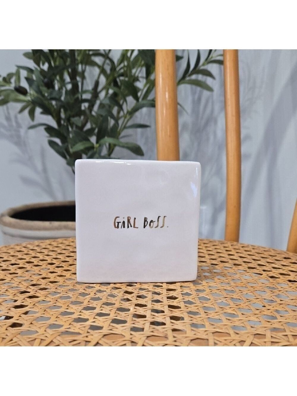 Rae Dunn White Ceramic 'Girl Boss' Decor